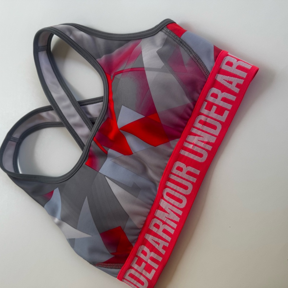 Under Armour Pink and Gray Patterned Sports Bra
